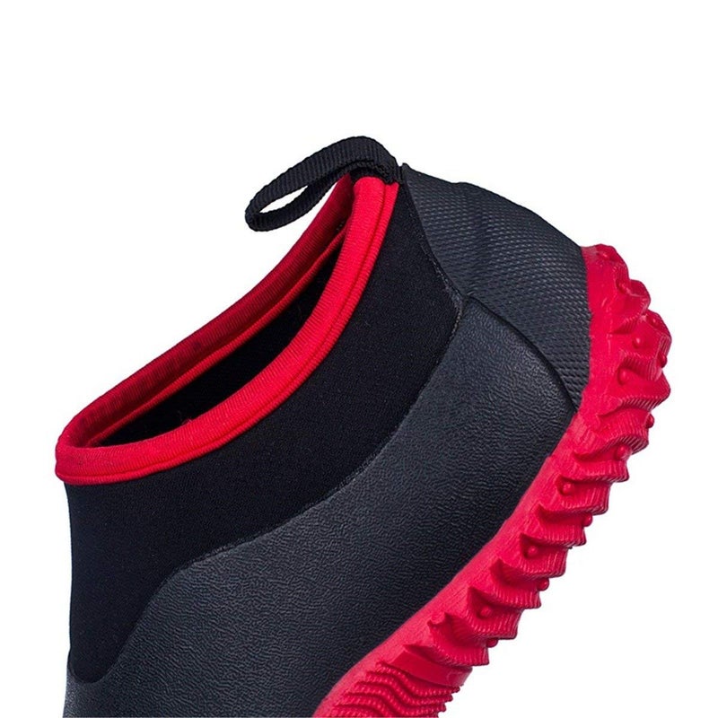 SYLPHID Men's Garden Shoes Women's Rain Shoe Waterproof Neoprene Camp Booties for Camping, Lawn Care, Gardening and Yard Work, Red, Women Size 12, Men Size 10.5 - Image 4